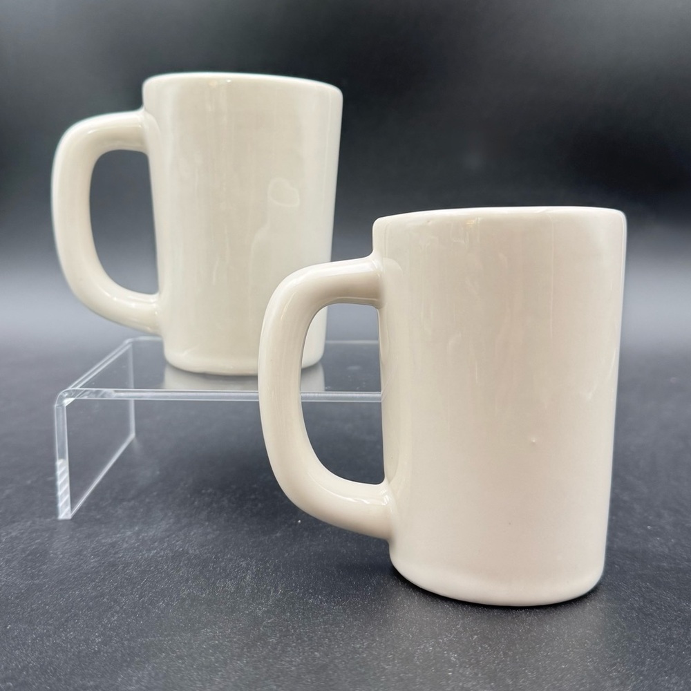 VTG DCC USA Heavy Ceramic Diner Mugs – Ivory White Restaurant Ware - Set of 2